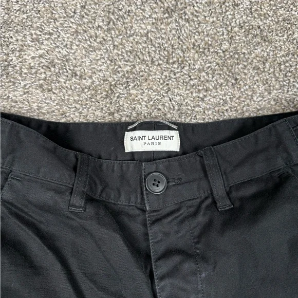 Saint Laurent Paris SLP Black Slim Fit Twill Chinos Side Tab Adjusters Size 29